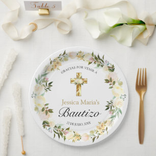 Assiettes En Carton Elegante Pastel Bautizo Amarillo Bebé