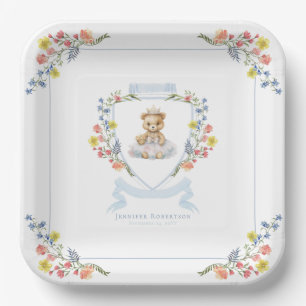 Assiettes En Carton Elégante Petite Princesse Ours Baby shower Royal