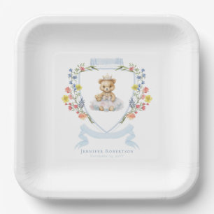 Assiettes En Carton Elégante Petite Princesse Ours Baby shower Royal