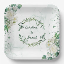 Élégante plaque de papier Mariage à eau verte