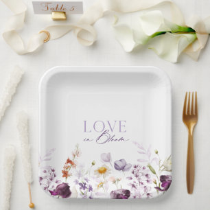 Assiettes En Carton Élégante plaque Mariage Florale - Amour en Fleur