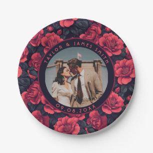Assiettes En Carton Élégante Plaques de Mariage Rose rustique pour le