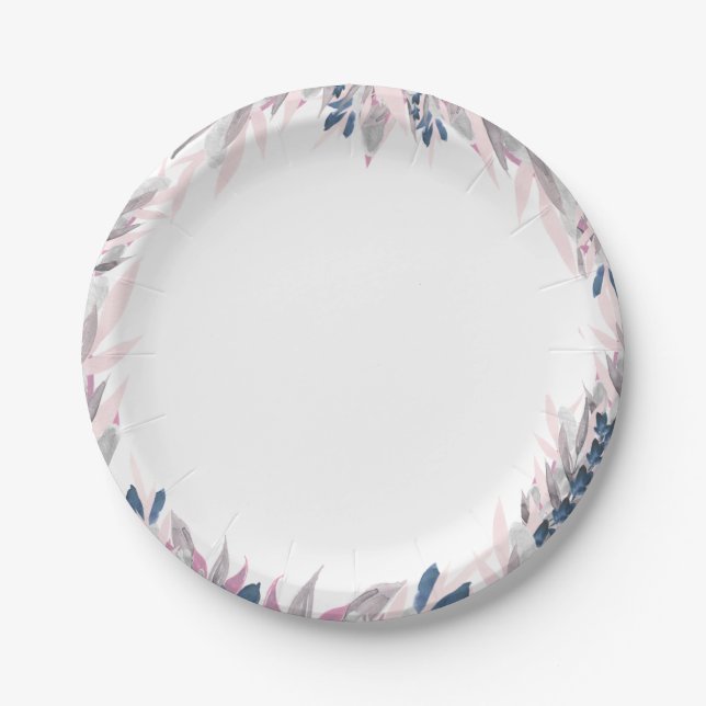 Assiettes En Carton Élégante Plaques en papier couleur aquarelle bleu  (Devant)