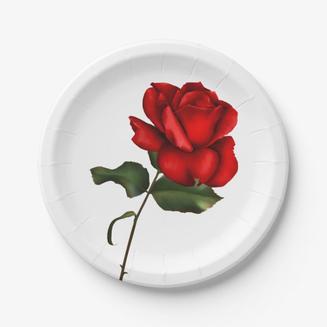 Assiettes En Carton Élégante Rose rouge Élégante Glam Floral Party de  (Devant)