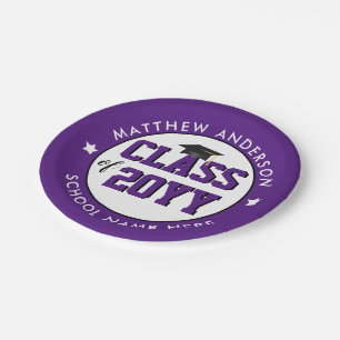 Assiettes En Carton Élégante Royal Purple Classe de 2023 Graduation