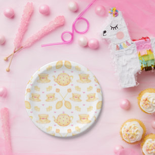 Assiettes En Carton Elégante Tea Party Pink & Gold Watercolor