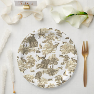 Assiettes En Carton Elégante toile en bois Vintage Fox Beige Tan Toile
