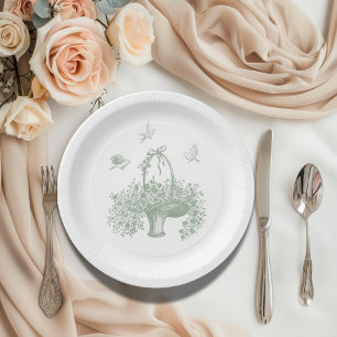 Assiettes En Carton Élégante verdure dessinée à la main vintage 