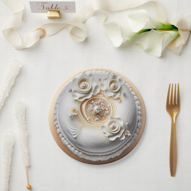 Assiettes En Carton Élégantes Plaques de papier de gâteau de mariage (Mariage)
