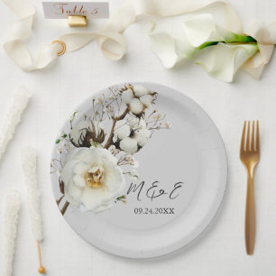 Assiettes En Carton Élégantes Plaques de papier Mariage à fleurs de ro