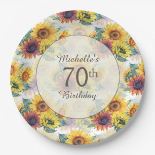 Assiettes En Carton Élégants Tournesols Jaunes Verdure 70e Anniversair
