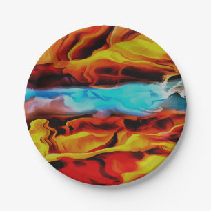 Assiettes En Carton Eléments Chauds Et Froids Acrylique Verser Abstrai