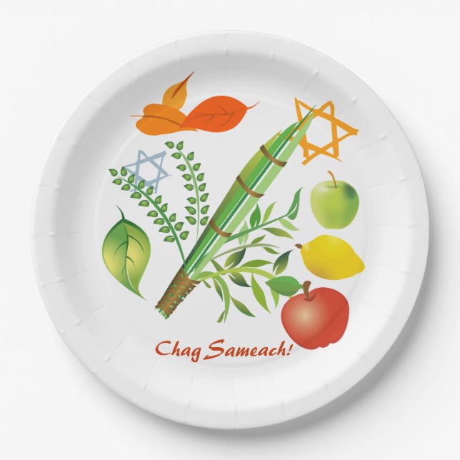 Assiettes En Carton Éléments de Sukkot (Devant)