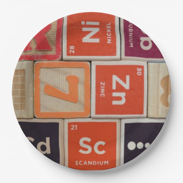 Assiettes En Carton Éléments périodiques Science du zinc (Devant)