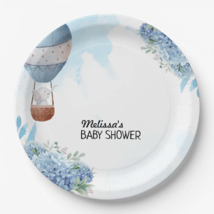 Assiettes En Carton Eléphant ballon à air chaud bleu hydrangée personn