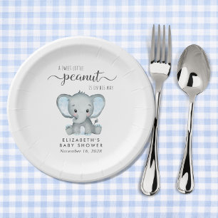 Assiettes En Carton Eléphant Bleu Bébé Douche garçon