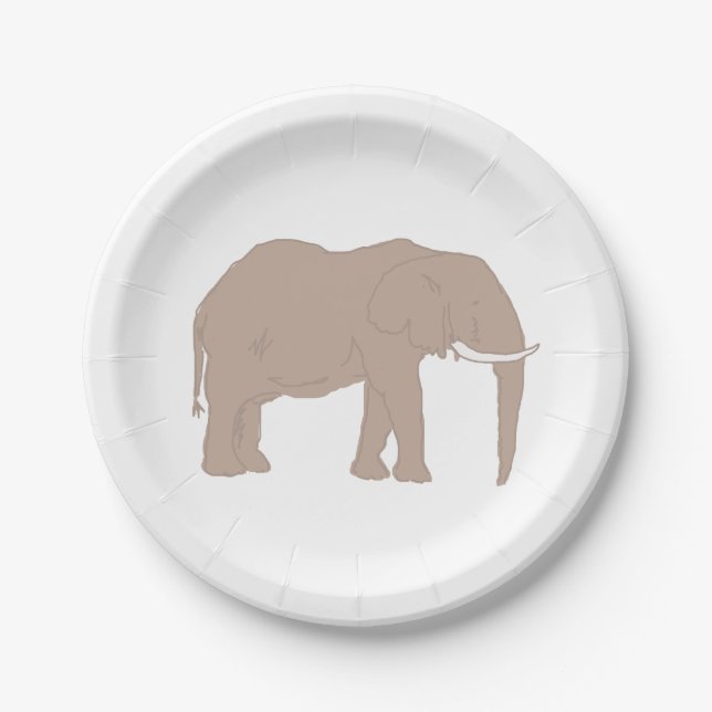 Assiettes En Carton Eléphant Peinture Safari Party Plaque papier (Devant)