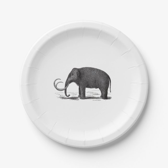 Assiettes En Carton Éléphant préhistorique de mammouth laineux (Devant)