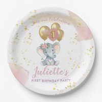 Eléphant rose de charme premier anniversaire fille