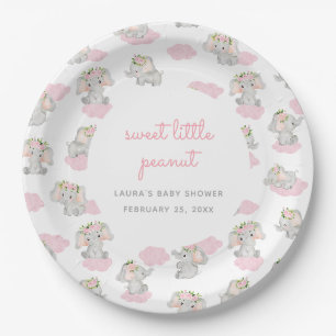 Assiettes En Carton Eléphant rose Doux Petit Baby shower d'arachide