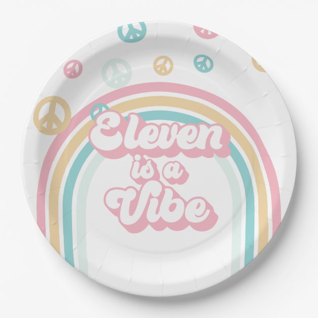 Assiettes En Carton Eleven est une Vibe Retro Summer Rainbow (Devant)