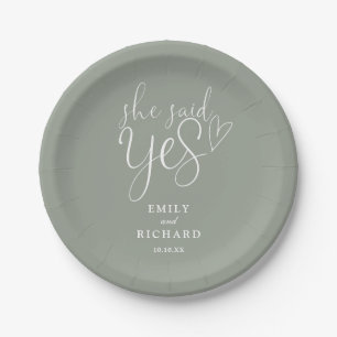 Assiettes En Carton Elle A Dit Oui Partie Engagement Sage Green