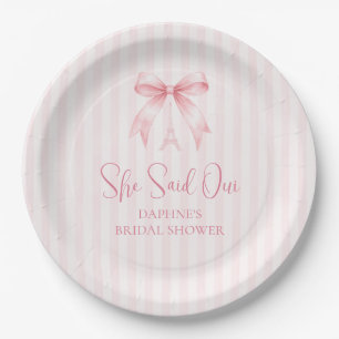 Assiettes En Carton Elle a dit Oui Rose à nœud papillon Baby Shower po