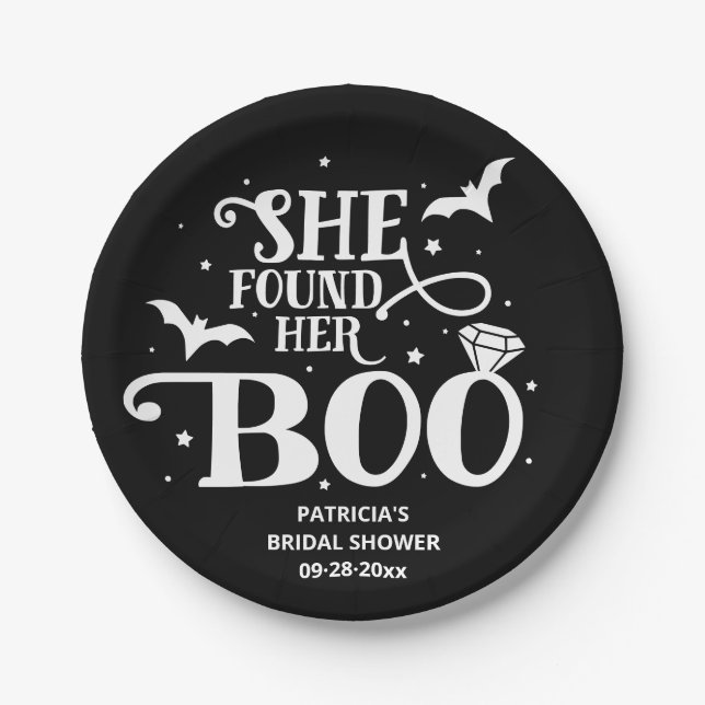 Assiettes En Carton Elle A Trouvé Sa Fête des mariées Boo Halloween (Devant)