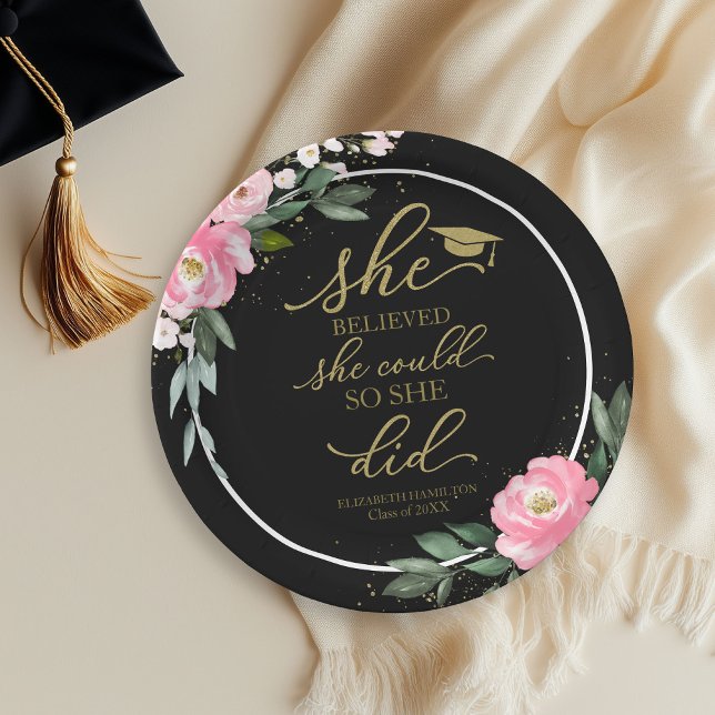 Assiettes En Carton Elle Croyait Qu'Elle Pouvait Faire La Grad Party B (Créateur téléchargé)