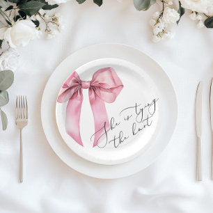 Assiettes En Carton Elle est en train de se marier Pink Bow Bridal Sho