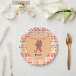 Assiettes En Carton Elle est prête à éclater Baby Shower Orange Gingha