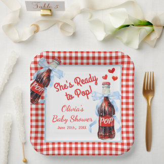 Assiettes En Carton Elle est prête à éclore Baby Shower | Gingham Roug