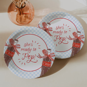 Assiettes En Carton Elle est prête à faire éclater Bleu et Rouge à car