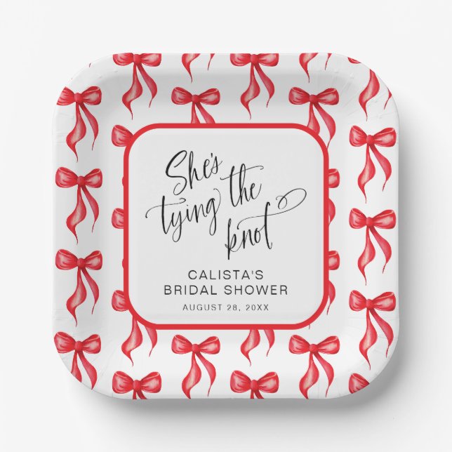 Assiettes En Carton Elle noue la Fête des mariées personnalisée (Recto)