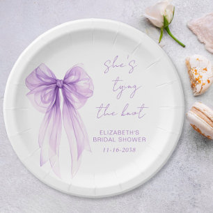 Assiettes En Carton Elle Noue Le Nœud Mariage Violet Bow Bridal Shower