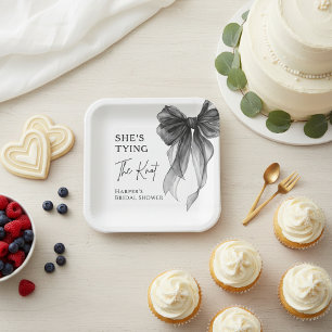 Assiettes En Carton Elle Noue Le Nœud Noir Bridal Shower