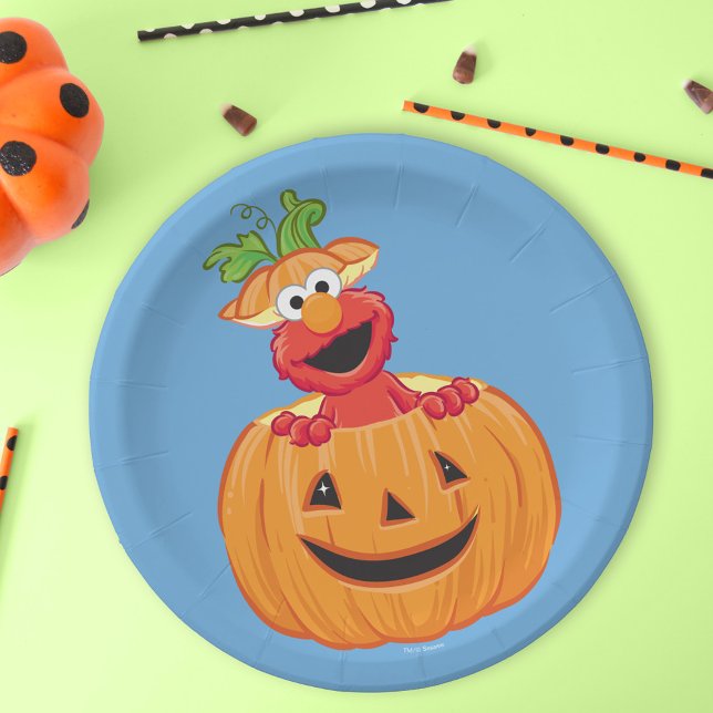 Assiettes En Carton Elmo | Halloween Jack-O-Lantern (Plate on table)