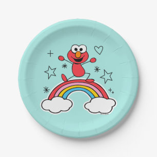 Assiettes En Carton Elmo Rainbow Doodley Graphic