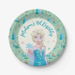 Assiettes En Carton Elsa de Disney de Filles Florales Frozen Anniversa