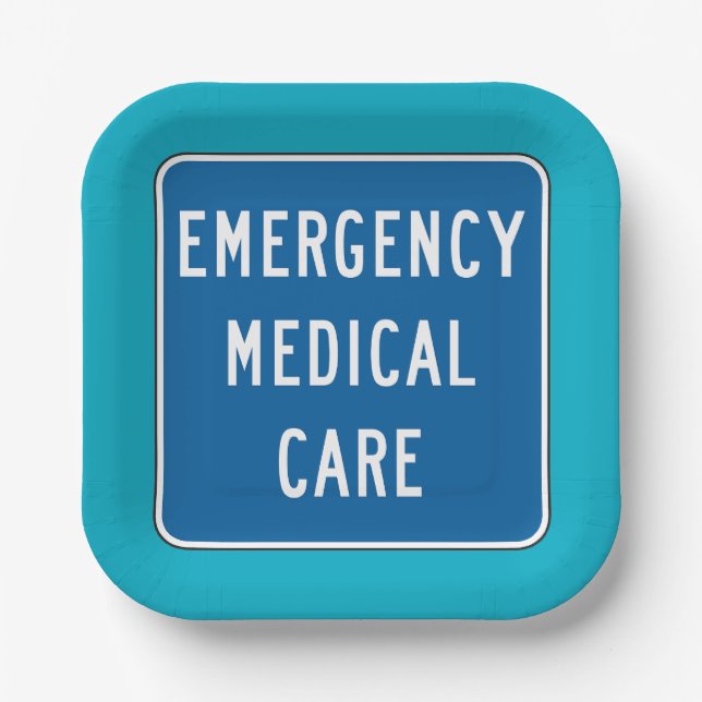 Assiettes En Carton Emergency Medical Care Road Sign (Recto)