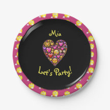 EMOJI Pink Black Girls Love Emoticons Party