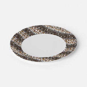 Assiettes En Carton Empreinte africaine avec motif de peau de guépard