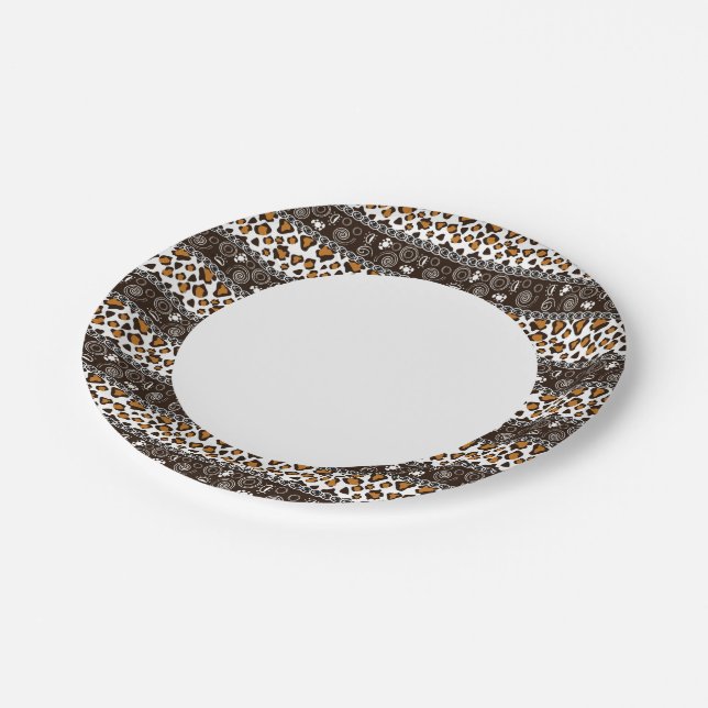 Assiettes En Carton Empreinte africaine avec motif de peau de guépard (Angle)