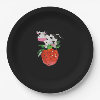 Assiettes En Carton Empreinte de fraises Vache rose mignonne