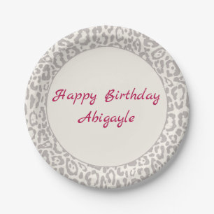 Assiettes En Carton Empreinte de léopard d'argent sur plaque de papier