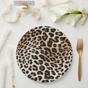 Assiettes En Carton Empreinte de léopard noir crème