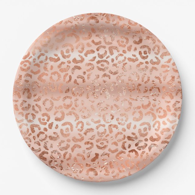 Assiettes En Carton Empreinte de léopard rose pâle (Devant)