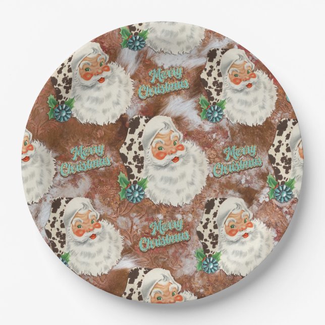 Assiettes En Carton Empreinte Père Noël Joyeuses plaques de papier de  (Devant)