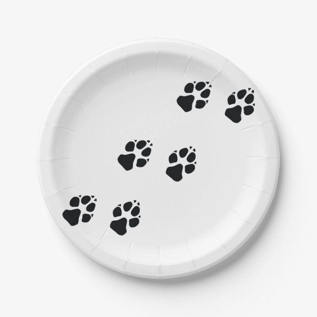Assiettes En Carton Empreintes de pattes d'un chien (Devant)