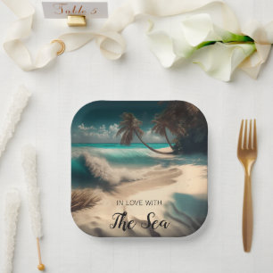 Assiettes En Carton En amour avec la mer   Art tropical
